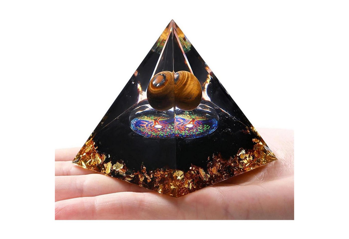 LuxusKollektion Edelstein Pyramide Kristall Edelstein Stein Energie Deko Obsidian Tigerauge, (1-St) – Bild 3 von 5