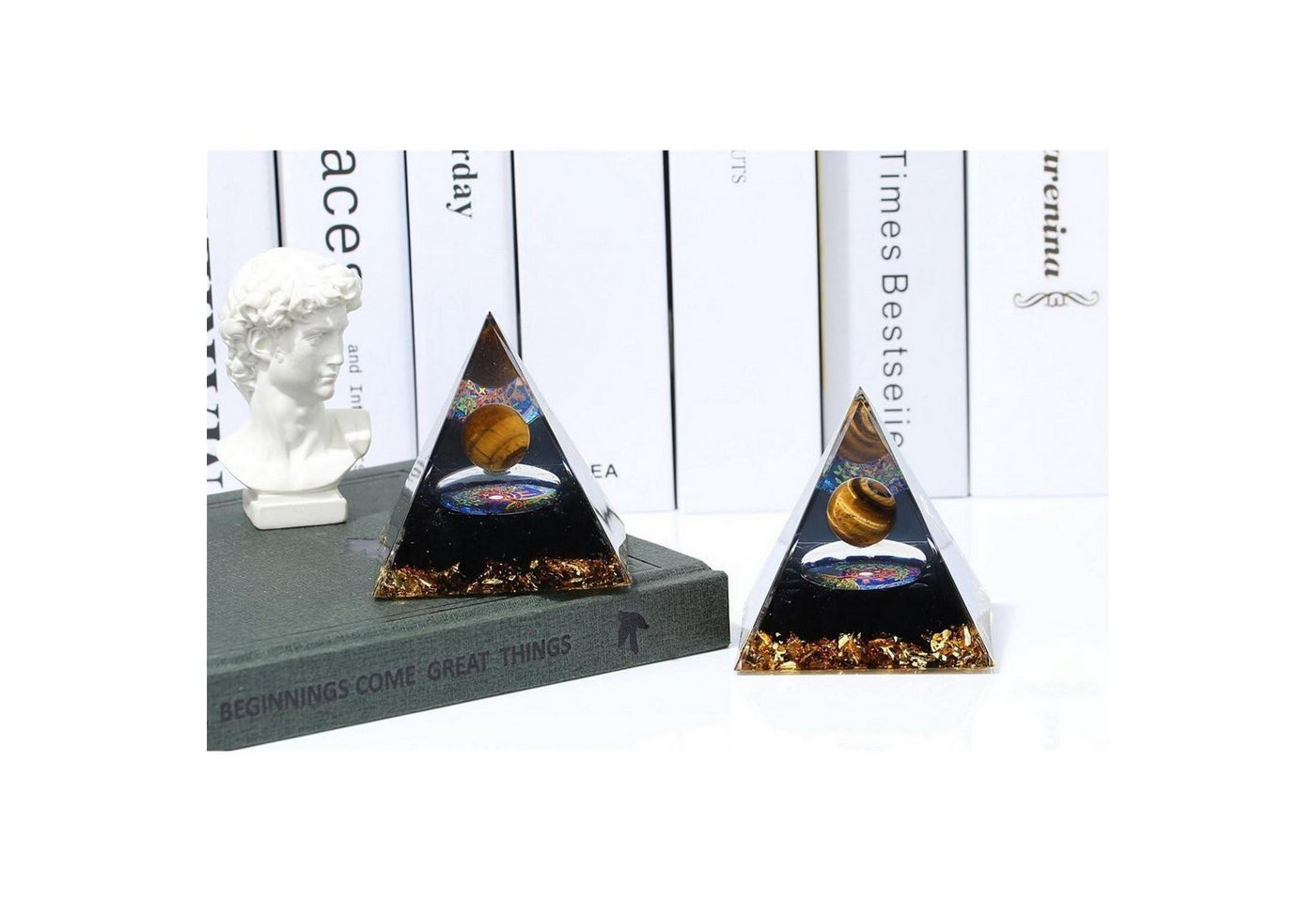 LuxusKollektion Edelstein Pyramide Kristall Edelstein Stein Energie Deko Obsidian Tigerauge, (1-St) – Bild 4 von 5