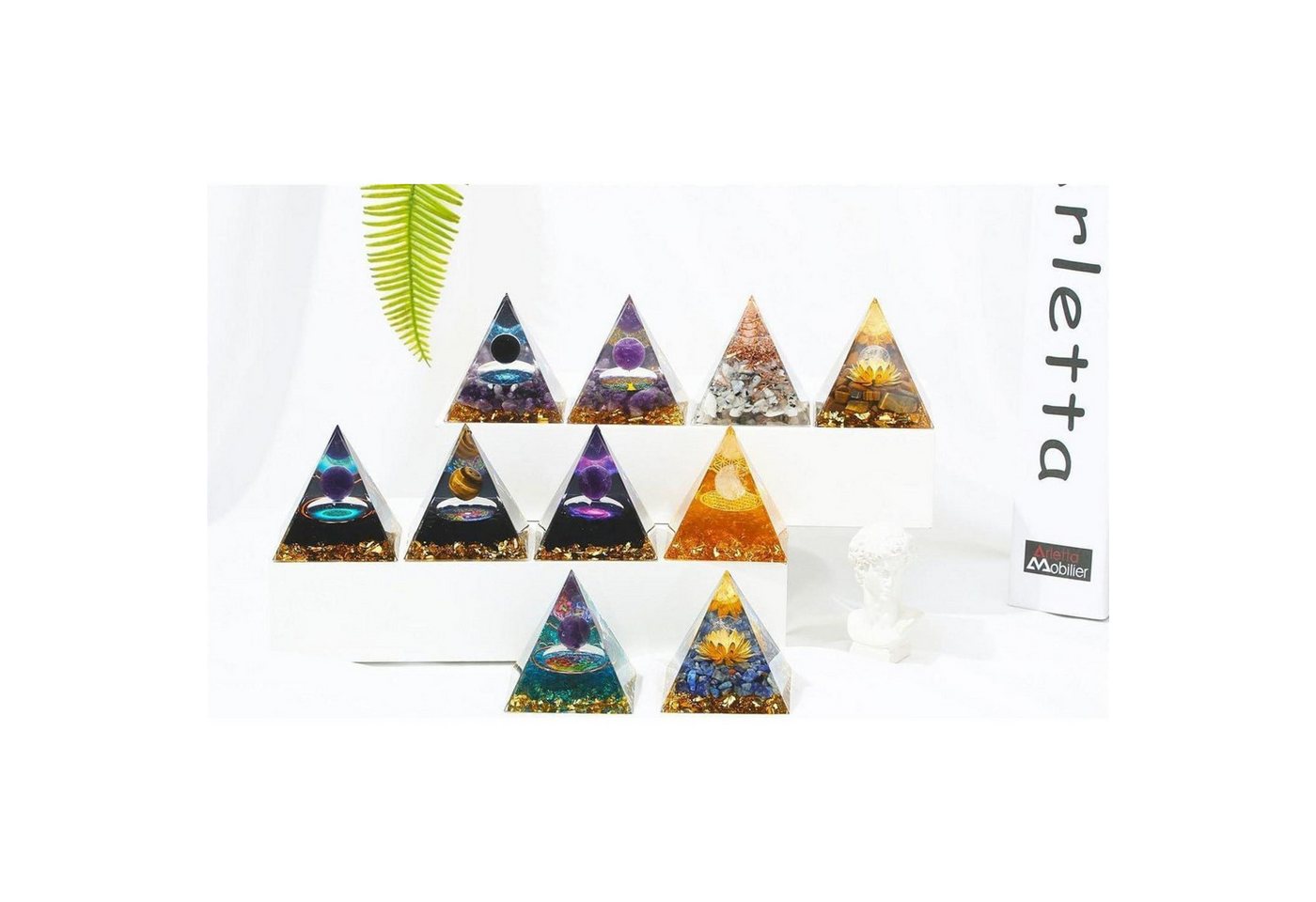 LuxusKollektion Edelstein Pyramide Kristall Edelstein Stein Energie Deko Obsidian Tigerauge, (1-St) – Bild 5 von 5