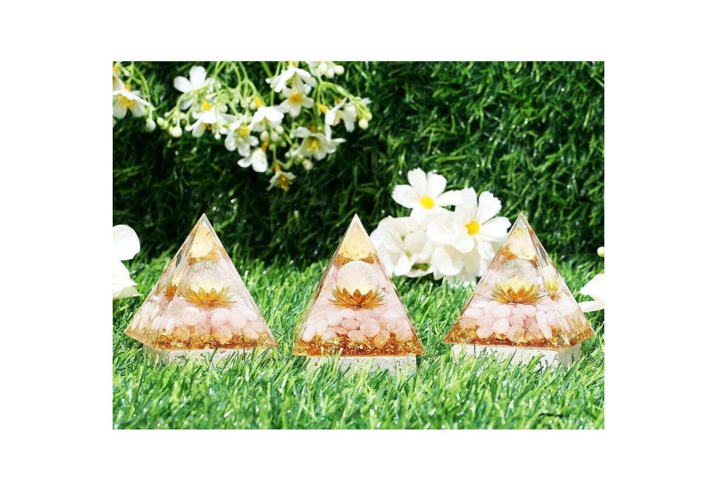 LuxusKollektion Edelstein Rosenquarz Orgonit Pyramide Edelsteine Kristalle Lotus Energiesteine – Bild 4 von 5