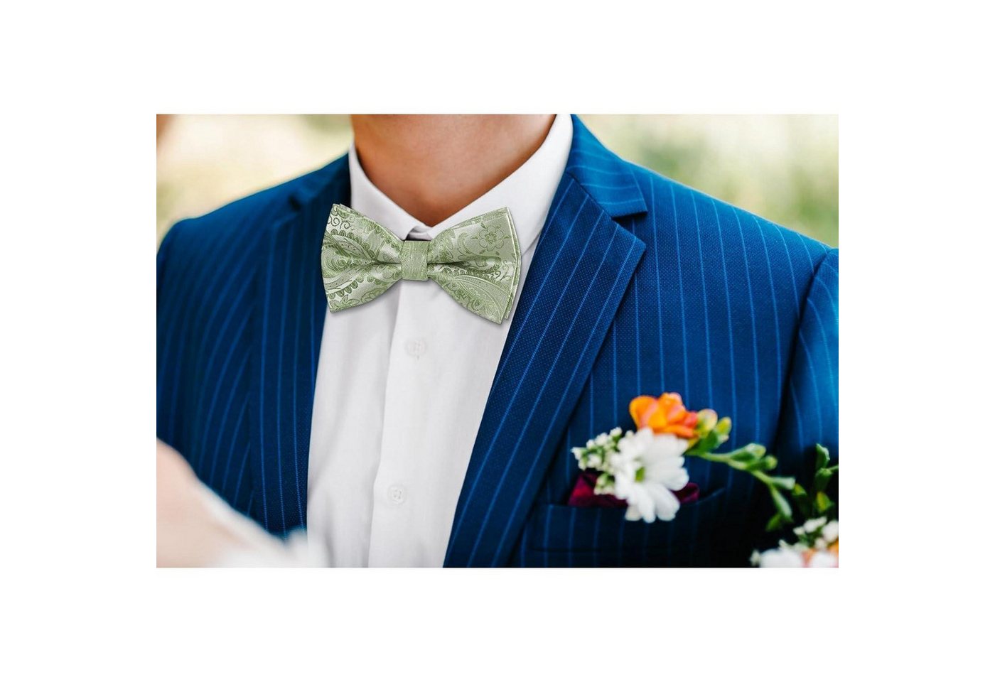 LuxusKollektion Fliege Fliege Einstecktuch Herren Einstellbar Smoking Hochzeit F Salbeigrün 1 – Bild 3 von 5