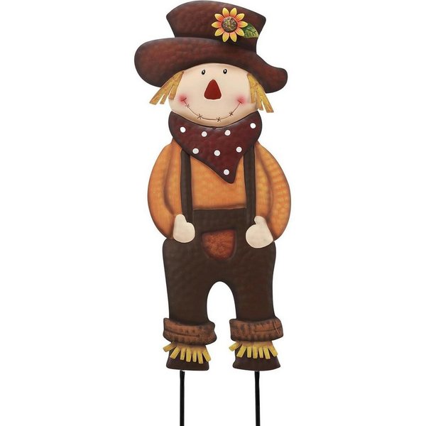 LuxusKollektion Gartenfigur Herbstdeko Vogelscheuche Metall Kürbis Terrasse Gartenstatuen 76cm, (1 St)
