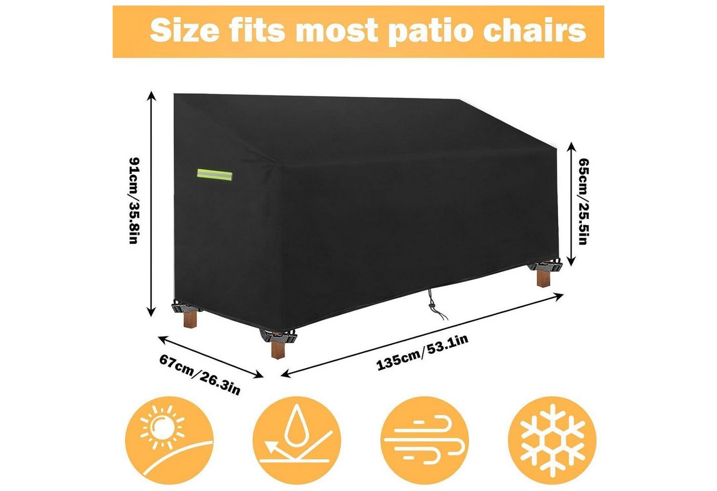 LuxusKollektion Gartenmöbel-Schutzhülle Abdeckung Gartenbank 2 Sitzer Kordelzug Wasserdicht 135x67x65 91cm (1-St) – Bild 3 von 5