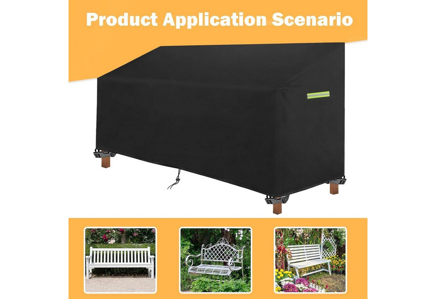 LuxusKollektion Gartenmöbel-Schutzhülle Abdeckung Gartenbank 2 Sitzer Kordelzug Wasserdicht 135x67x65 91cm (1-St) – Bild 4 von 5