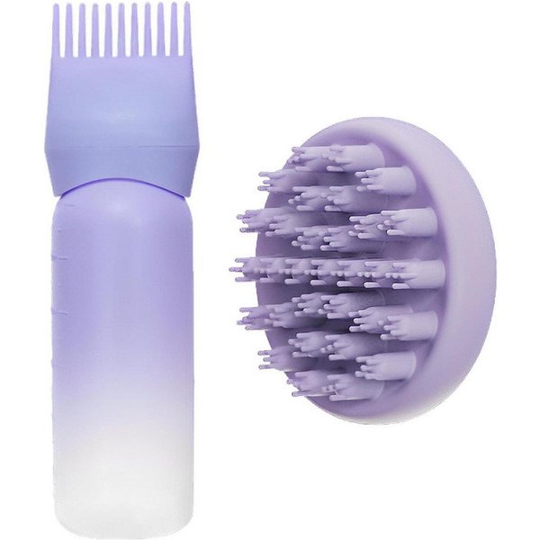 LuxusKollektion Gesichtsmassagegerät Haaröl Applikator mit Scalp Massager und Flasche, lila - Haarstyling