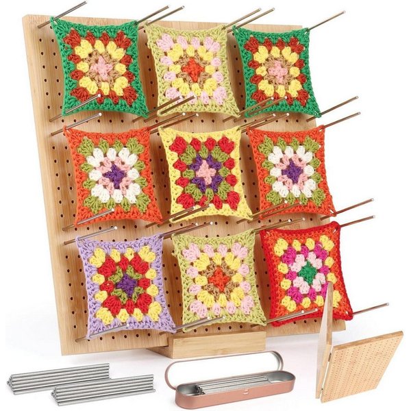 LuxusKollektion Häkelnadeln Großes Blocking Board 33x33 cm für Granny Squares Spannen mit 30