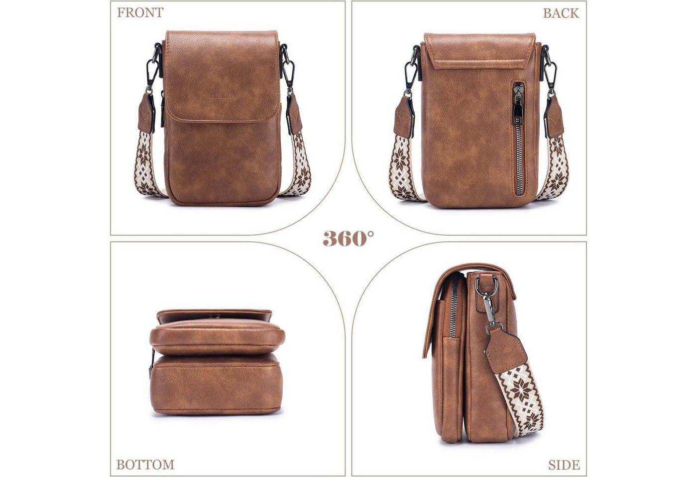 LuxusKollektion Handytasche Handytasche Umhängetasche RFID-Blockierung Damen Kunstleder Breiter – Bild 5 von 5