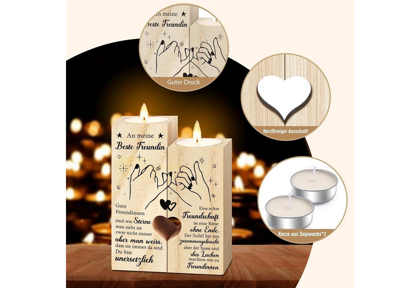 LuxusKollektion Kerzenständer Kerzenständer Personalisierte Geschenke Beste Freundin Geschenke 1 – Bild 3 von 5