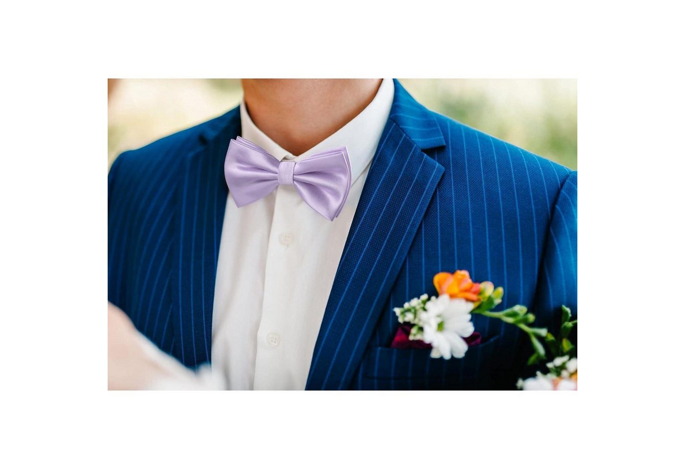 LuxusKollektion Krawatte Fliege Einstecktuch Herren einfarbig einstellbar Hochzeit H Flieder 1 (1-St) – Bild 2 von 5