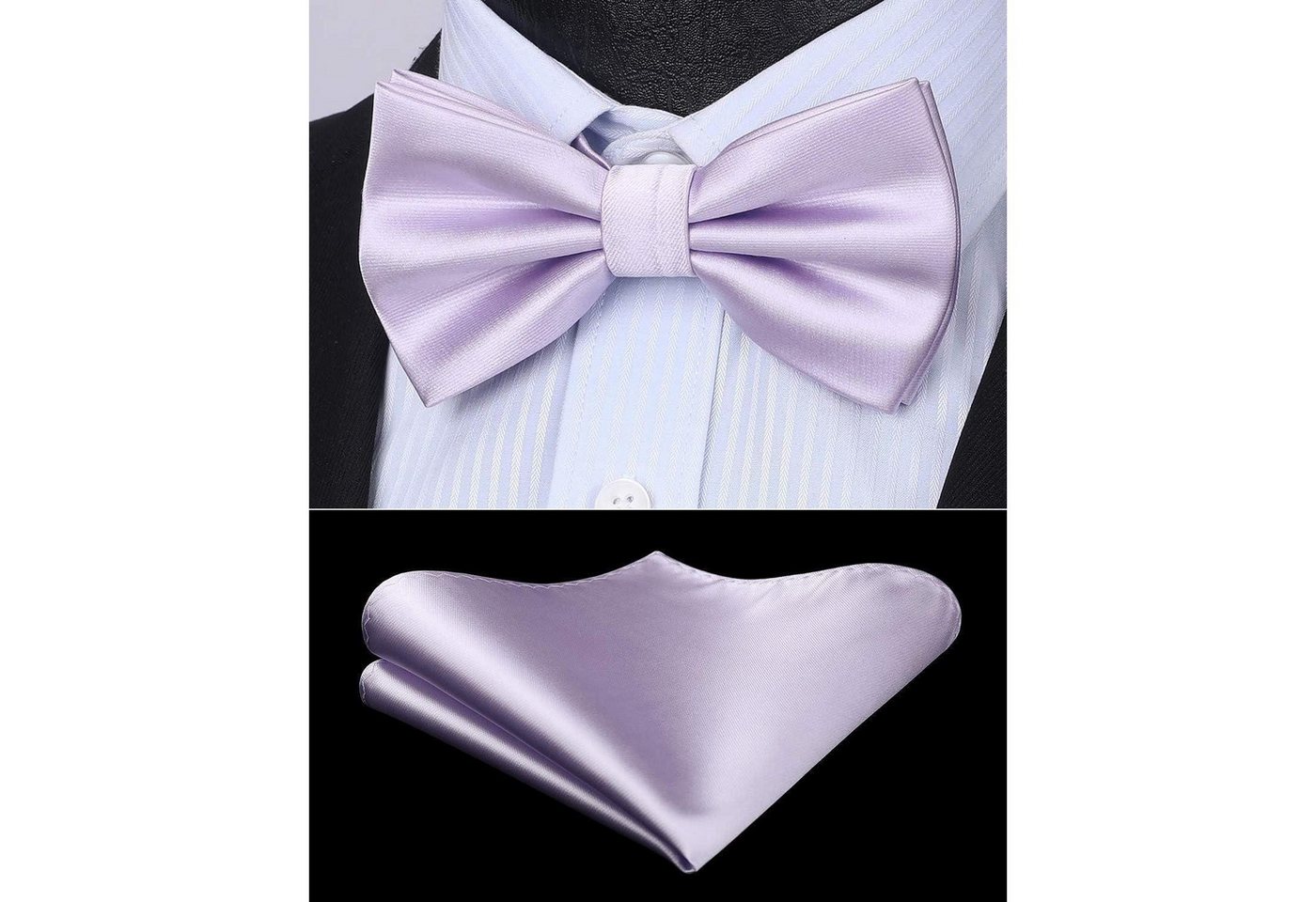 LuxusKollektion Krawatte Fliege Einstecktuch Herren einfarbig einstellbar Hochzeit H Flieder 1 (1-St) – Bild 5 von 5