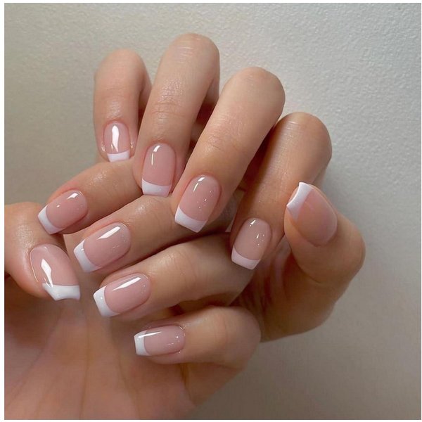 LuxusKollektion Kunstfingernägel 24 Stück Glossy Eckig Nägel Weiß Pink Künstliche Fingernägel