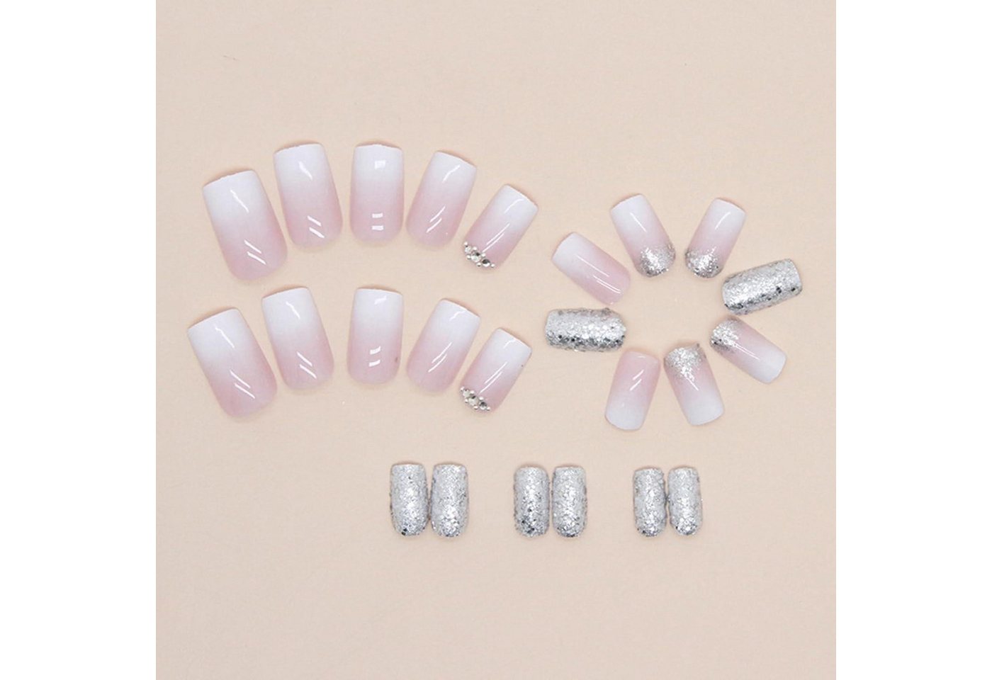 LuxusKollektion Kunstfingernägel 24er Set False Nails French Gradient Ballerina Glossy Acryl Frauen – Bild 4 von 5