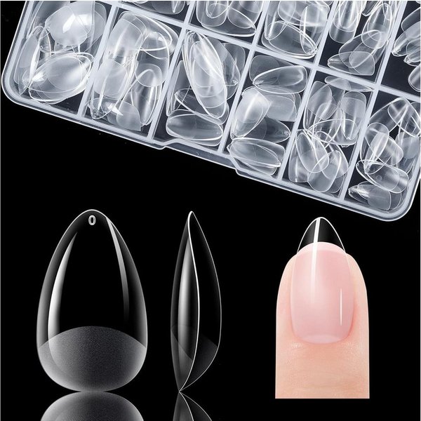 LuxusKollektion Kunstfingernägel Nagel Tips Kurze Mandel 120 Stück 12 Größen Salon DIY 1 Kurze Mandel, 120-tlg.