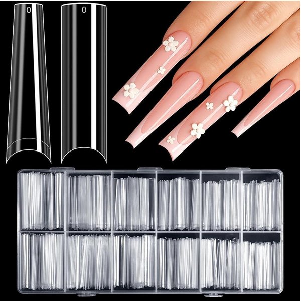 LuxusKollektion Kunstfingernägel Nageltips 240 Stück Extra Lange Klar Acryl Gelnägel XXXL