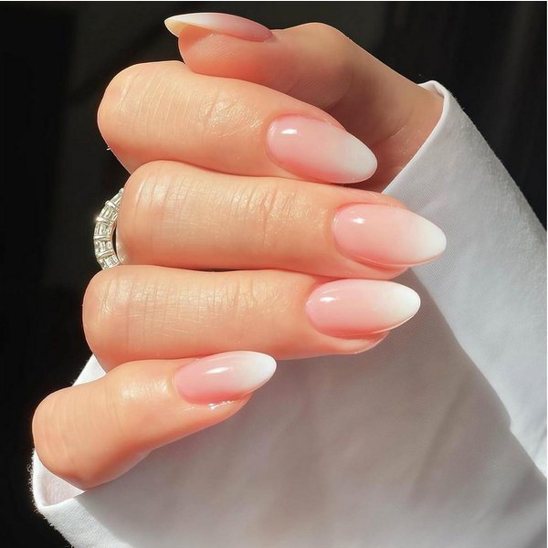 LuxusKollektion Kunstfingernägel Press On Nails 24 Almond Full Cover Pink White Ombre 1 ml (1er Pack)