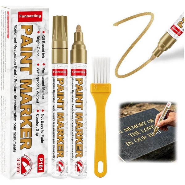 LuxusKollektion Lackmarker Grabstein Stift Gold 2Stk