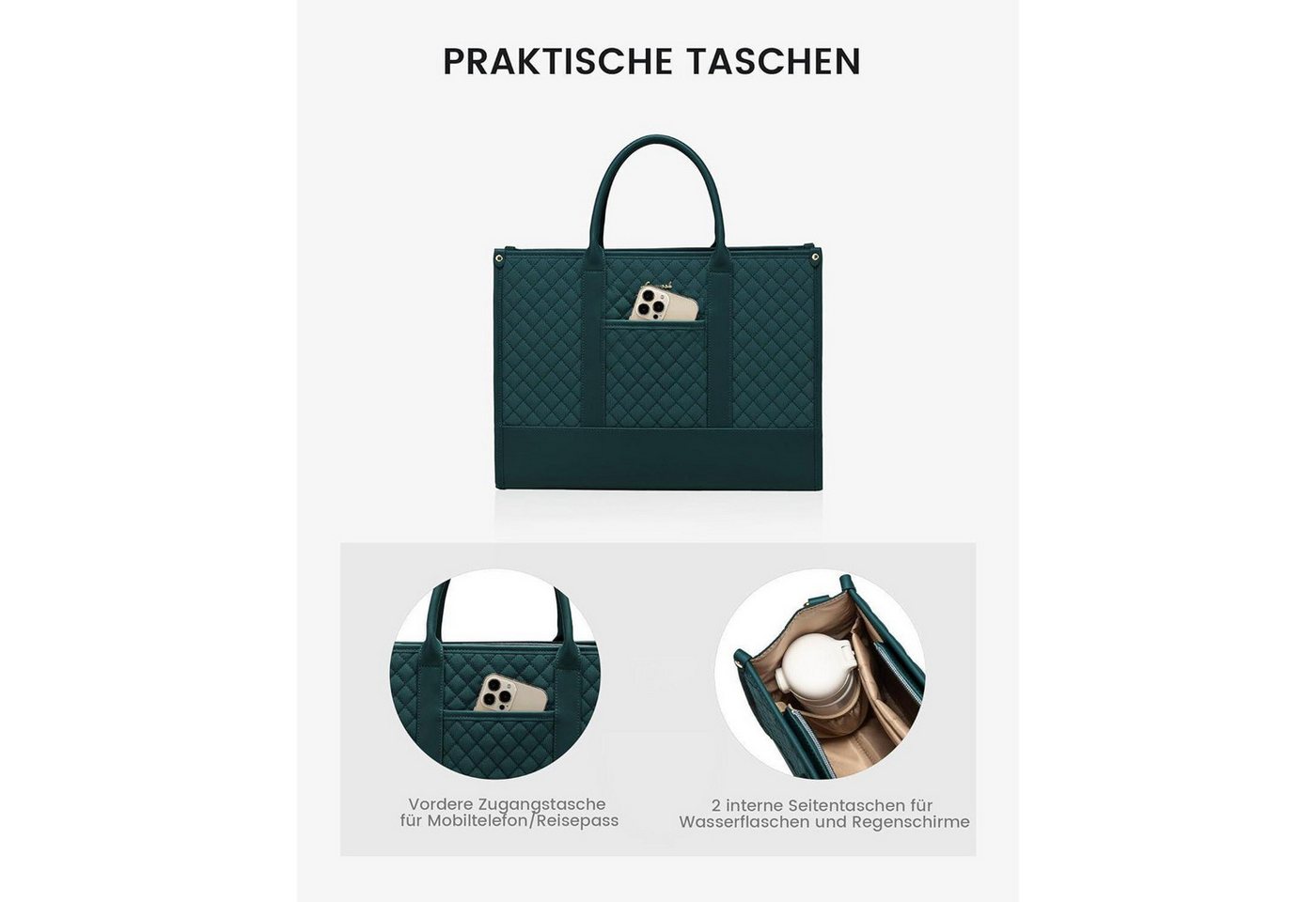 LuxusKollektion Laptoptasche Laptoptasche Damen 15,6 Zoll Wasserdicht Handtasche Groß Schultasche – Bild 5 von 5
