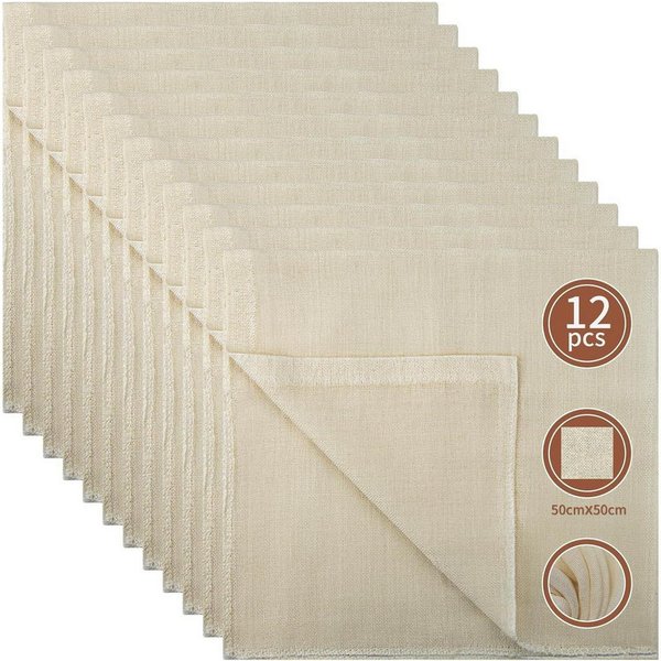 LuxusKollektion Passiersieb Passiertuch Käsetuch Cheesecloth Baumwolle 50x50cm 12 Stück, Textil, (12-St)
