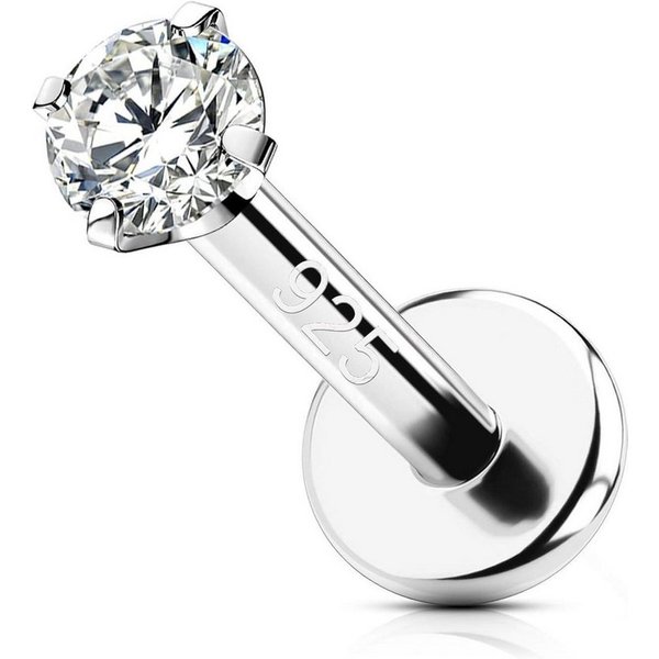 LuxusKollektion Piercing-Set Piercing Helix Silber 925 6 mm Innengewinde 16G 2.5 mm 2mm CZ 16G6mm
