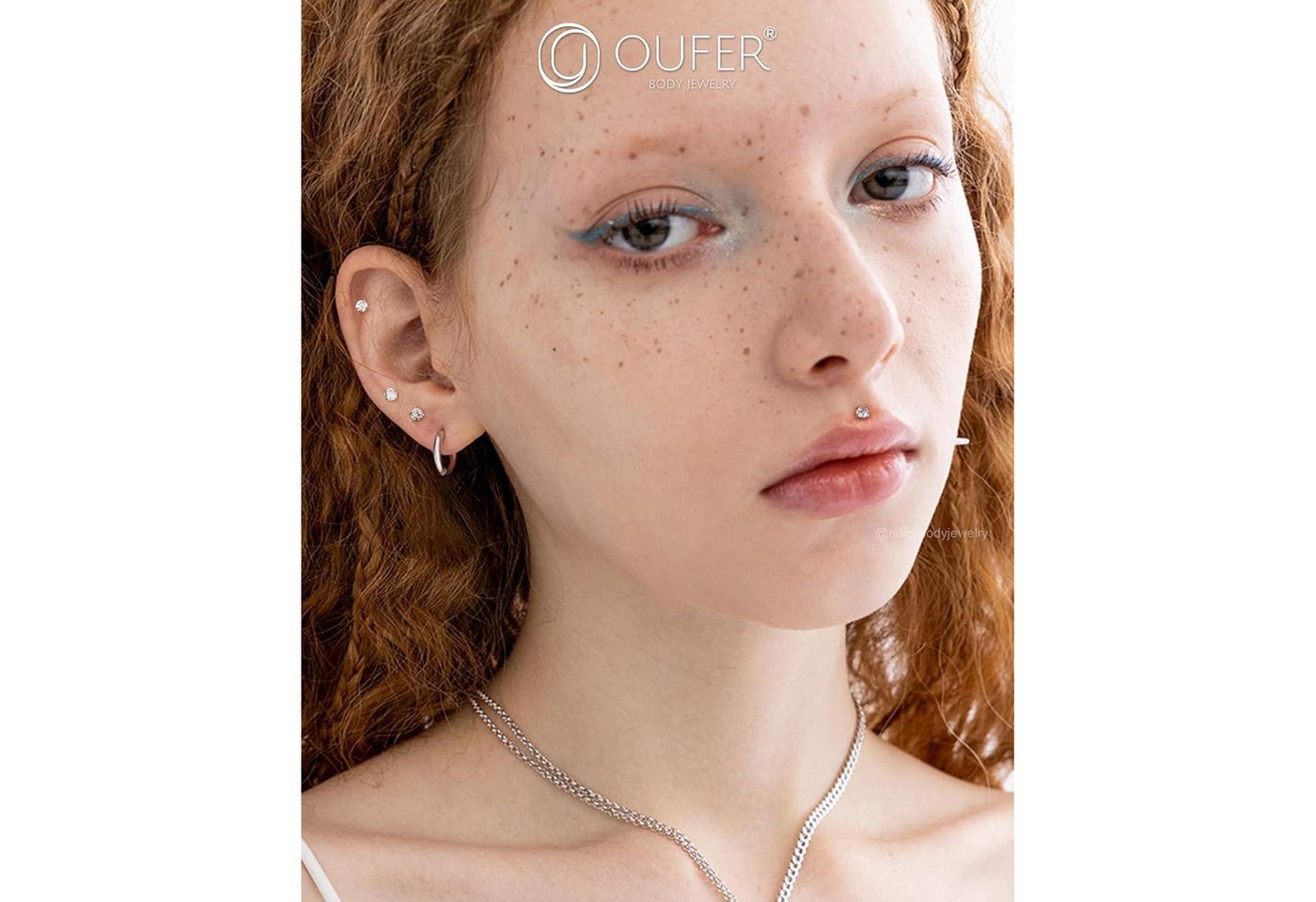 LuxusKollektion Piercing-Set Piercing Helix Silber 925 6 mm Innengewinde 16G 2.5 mm 2mm CZ 16G6mm – Bild 2 von 5