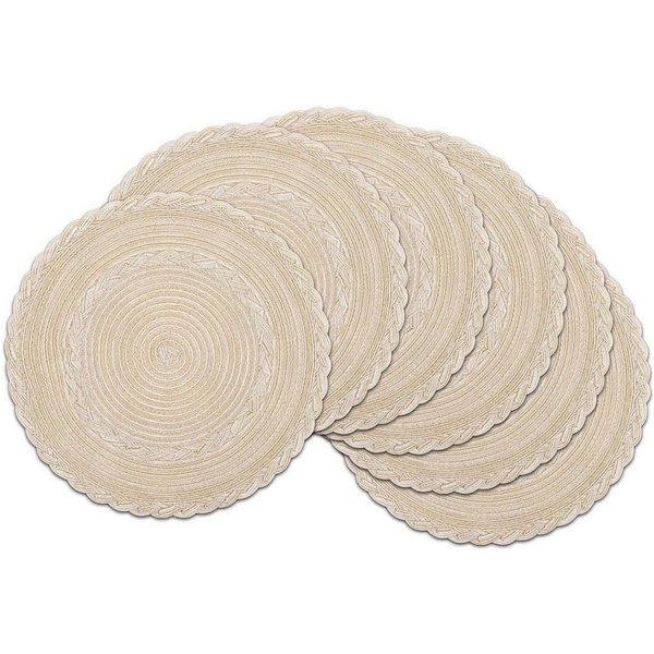 LuxusKollektion Platzset 6er Set Runde Platzsets Baumwolle Tischmatten Weihnachten Beige 38cm, (6-St)