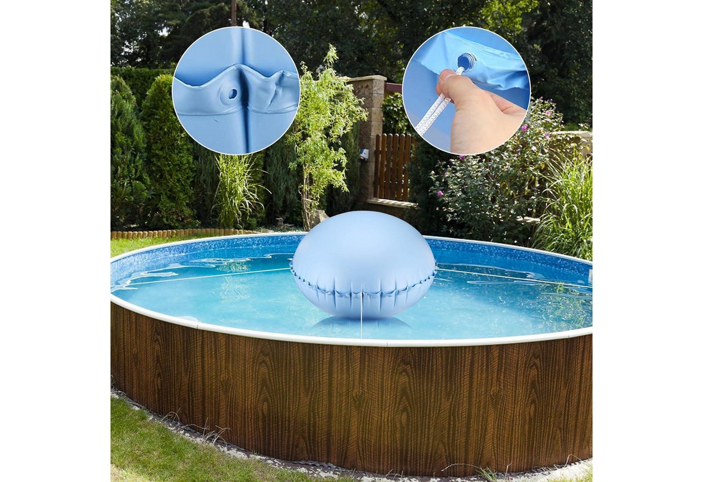 LuxusKollektion Pool-Abdeckplane Winter Poolkissen Rund 120x120cm, Luftkissen zur Poolabdeckung Blau (1-St) – Bild 5 von 5
