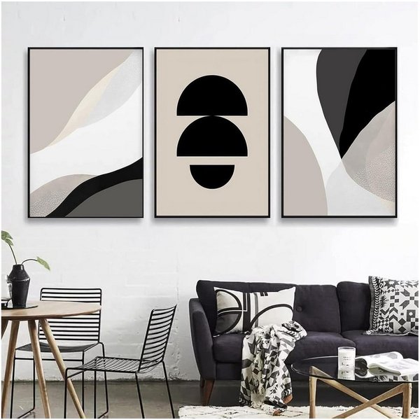 LuxusKollektion Poster Poster 3teilig Abstrakt Kunstdruck Boho Wanddeko Wohnzimmer 21x30cm