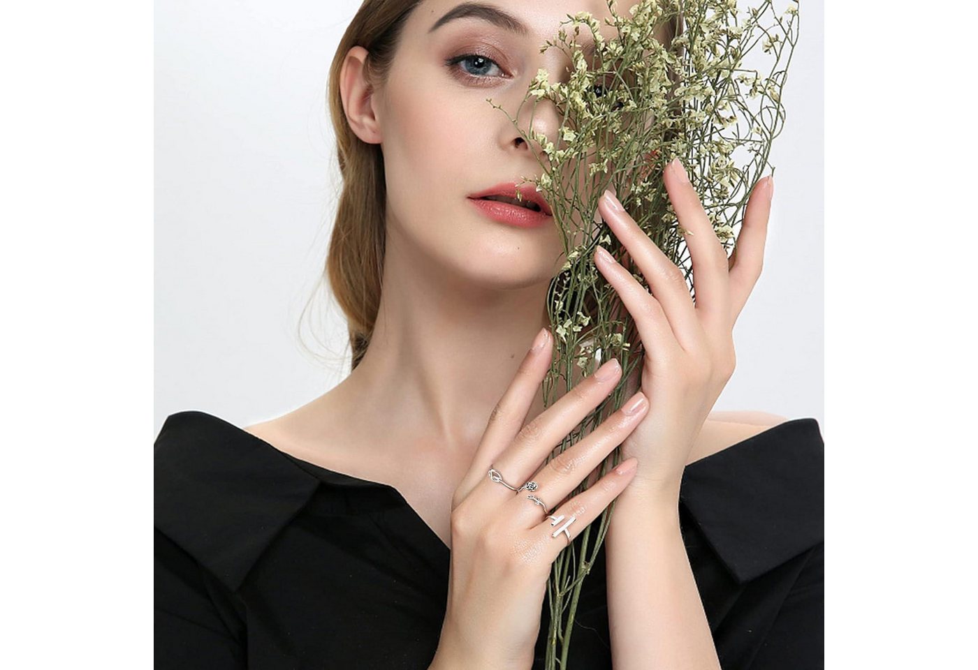 LuxusKollektion Ring-Set 20er Set Silber Ringe Verstellbar Offen Knoten Schmetterlings Herz für – Bild 2 von 5