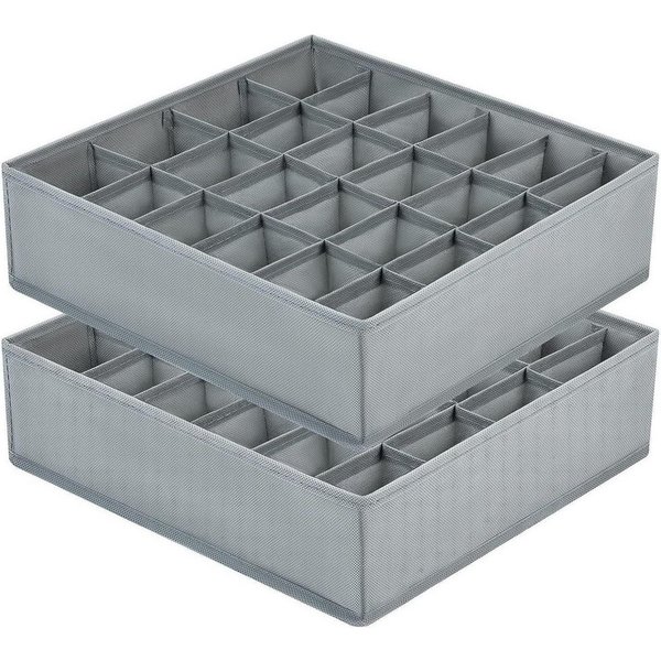 LuxusKollektion Schubladeneinsatz Socken Organizer Schubladen Zellen 2 Stück-24 Fächer Grau (2 St)