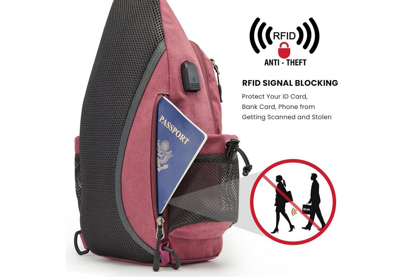 LuxusKollektion Schultertasche Canvas Brusttasche Schultertasche Sling Bag für Reise Wandern Laufen – Bild 2 von 5