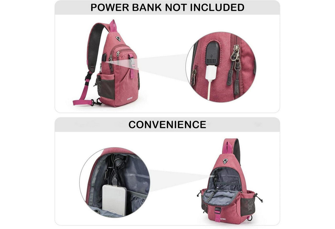 LuxusKollektion Schultertasche Canvas Brusttasche Schultertasche Sling Bag für Reise Wandern Laufen – Bild 3 von 5