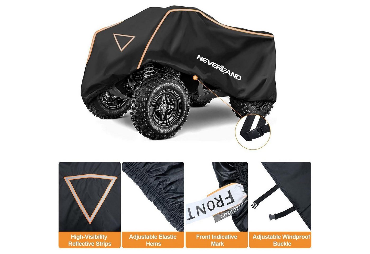 LuxusKollektion Schutzplane Abdeckplane Quad ATV Abdeckung 420D orange schwarz XXXL 256 110 120cm – Bild 2 von 5