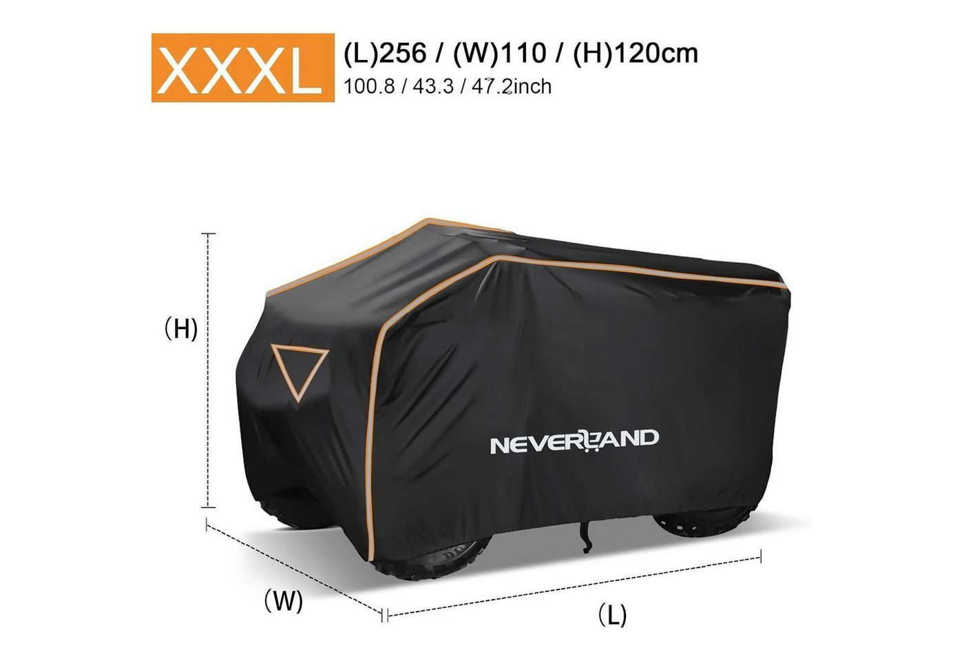 LuxusKollektion Schutzplane Abdeckplane Quad ATV Abdeckung 420D orange schwarz XXXL 256 110 120cm – Bild 3 von 5