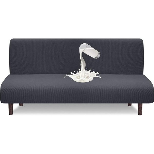 LuxusKollektion Sofahusse Wasserdichte Armlose Futon Abdeckung Hoher Stretch Grau
