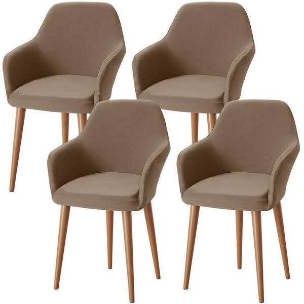 LuxusKollektion Stuhlhusse Stuhlhussen Stretch Waschbar 4er Set Stuhlbezug Kamel 4er Set