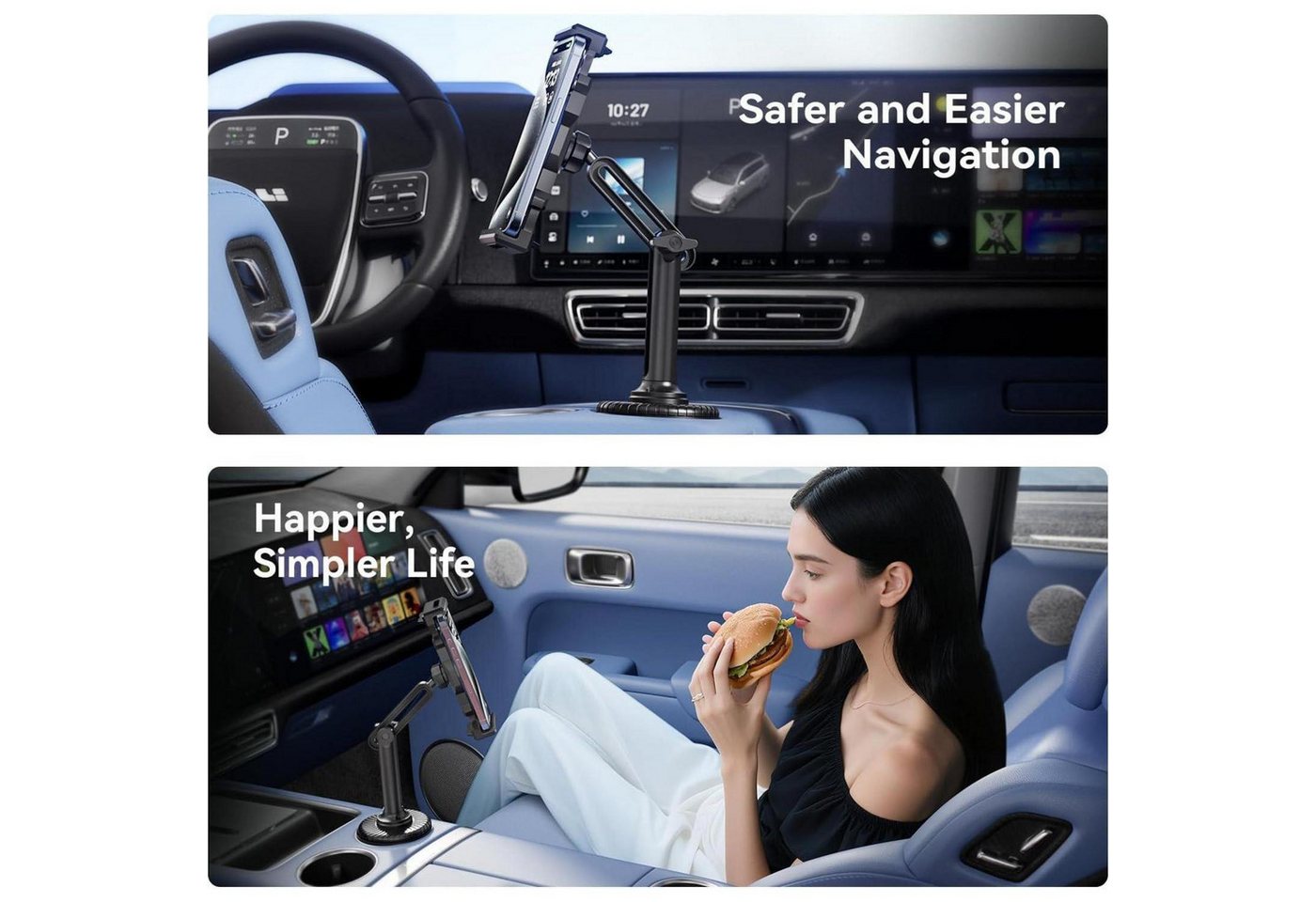 LuxusKollektion Tablet-Halterung Tablethalterung Auto Getränkehalter verstellbar 4,7-12,9 Zoll – Bild 5 von 5