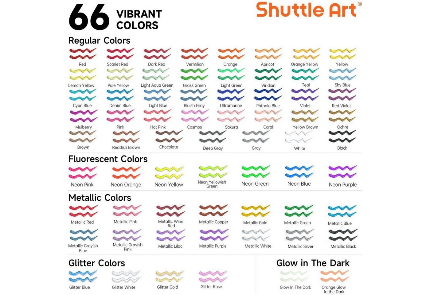 LuxusKollektion Textilmarker Textilfarbe 3D waschmaschinenfest Metallic Neon Glitzer 66 Farben – Bild 2 von 5