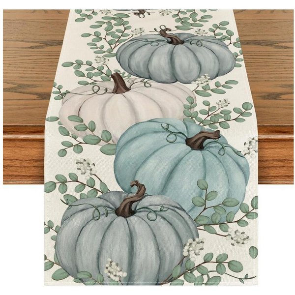 LuxusKollektion Tischläufer Blauer Herbst Tischläufer mit Kürbismotiv 40x180 cm (1-tlg)