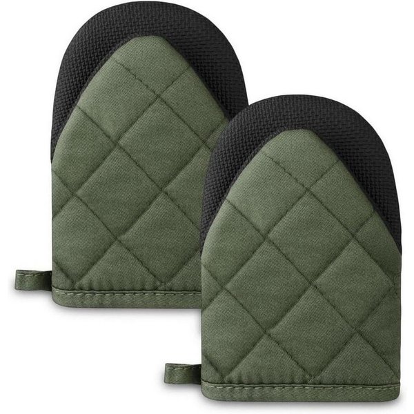 LuxusKollektion Topfhandschuhe Ofenhandschuhe hitzebeständig 220C 1 Paar Armeegrün Baumwolle