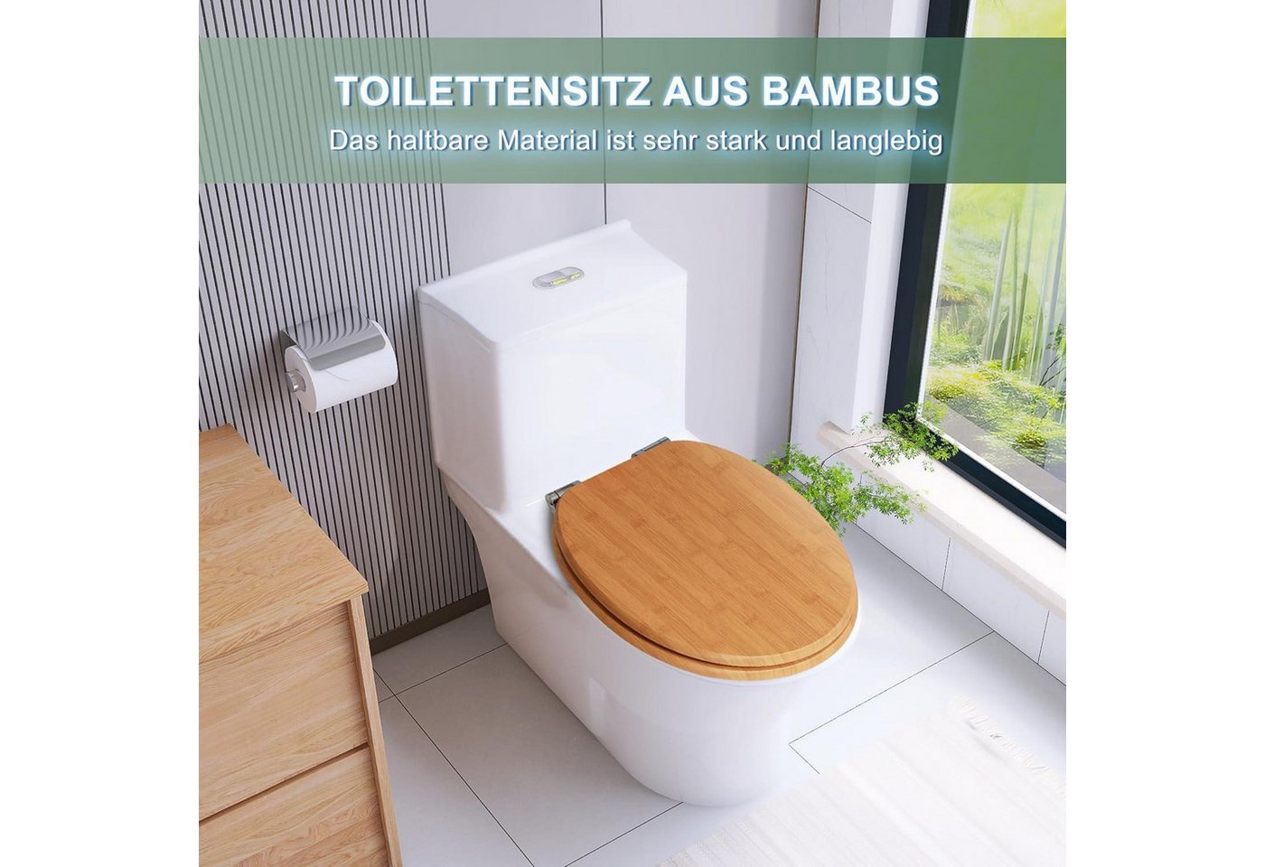 LuxusKollektion WC-Sitz WC Sitz Absenkautomatik Holz Bambus – Bild 2 von 5