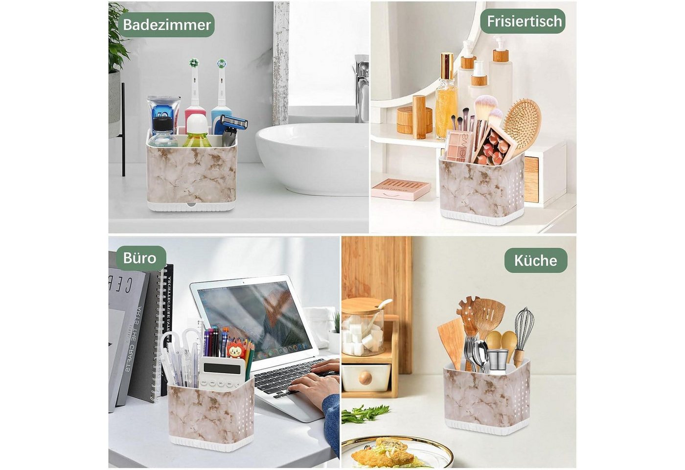 LuxusKollektion Zahnbürstenhalter Zahnbürstenhalter Marmor 4 Fächer rutschfest – Bild 5 von 5