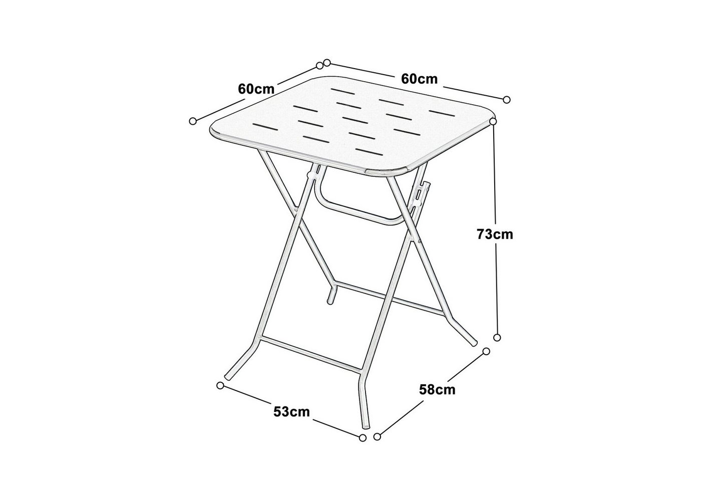 LVHOM Balkonset klappbar, wetterfest, abgerundete Kanten, 2 Personen, (Gartenmöbel Bistro/Terrasse Set, rutschfeste Stuhlfuß, durchbrochene Sitzfläche/Tischplat – Bild 4 von 5