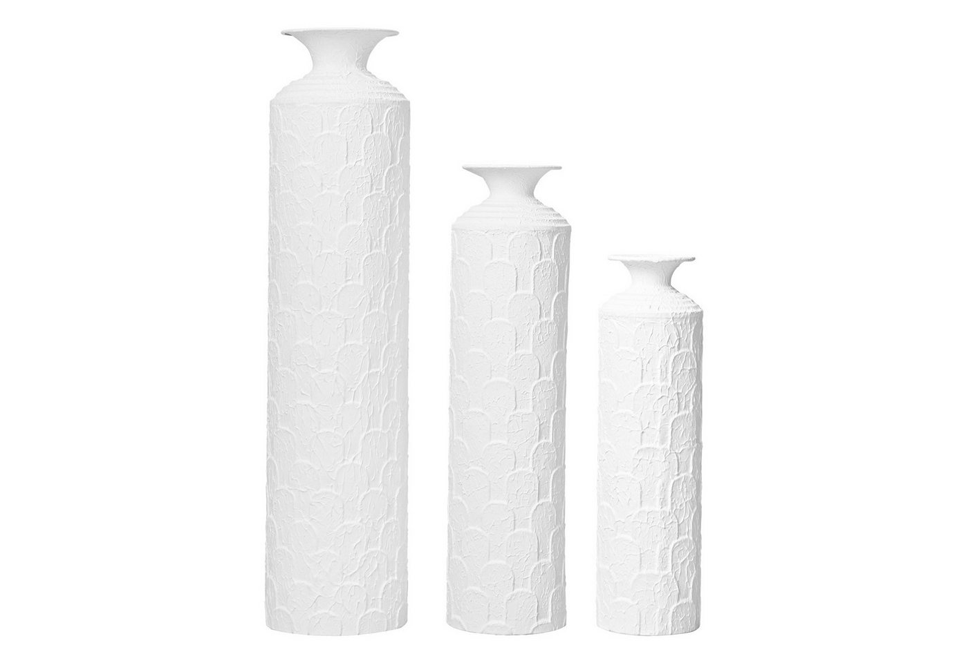 LVHOM Dekovase Bodenvase, Tischvase, 3 tlg. Geometrisches Metall-Vasen-Set, Weiß (drei Höhen (50 cm, 66 cm, 83 cm), Handgefertigt aus Metall. Langlebig & makell – Bild 2 von 5