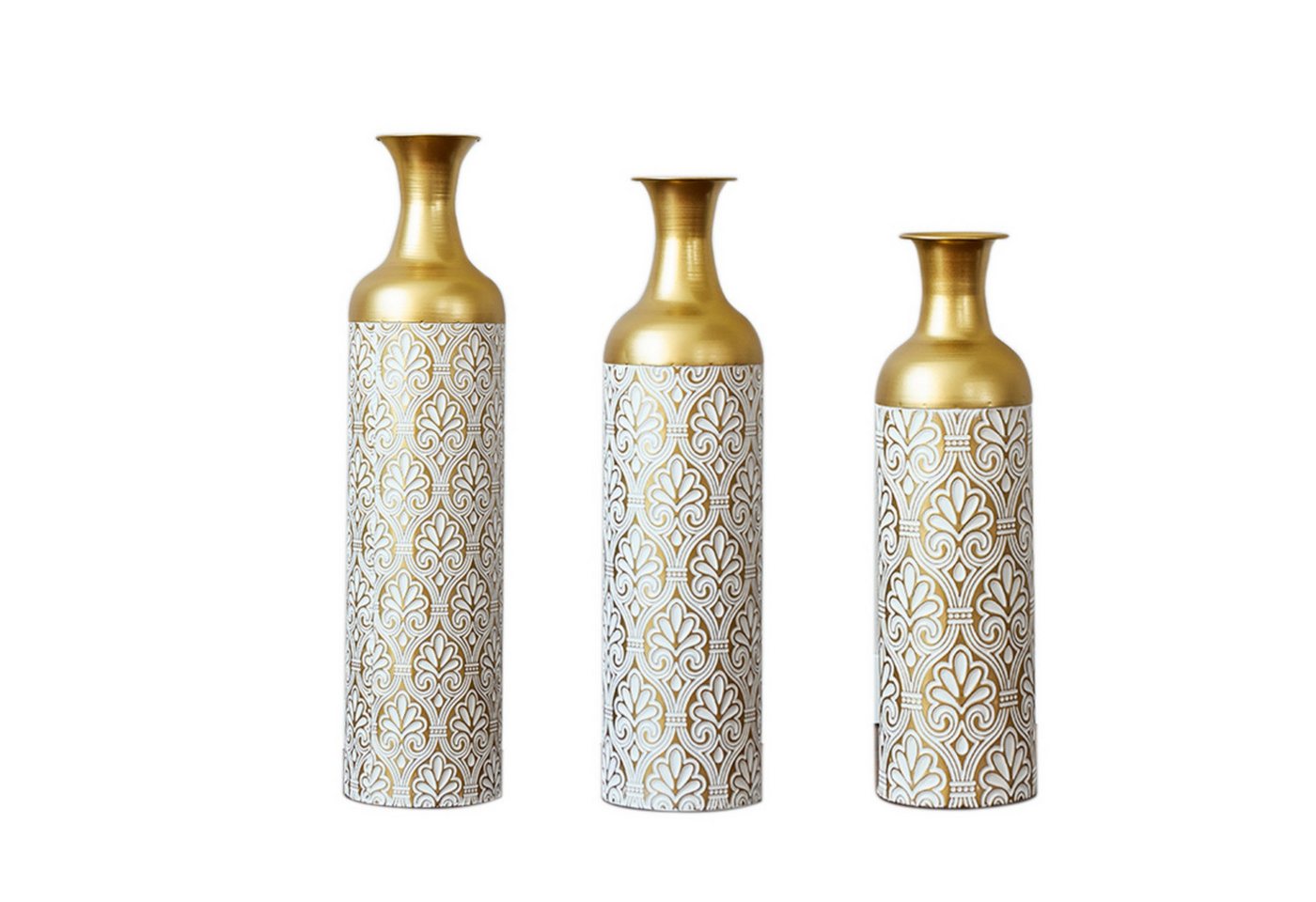 LVHOM Dekovase Bodenvase, Tischvase, 3 tlg. Geometrisches Metall-Vasen-Set, Gold (drei Höhen (50 cm, 66 cm, 83 cm), Handgefertigt aus Metall. Langlebig & makell – Bild 2 von 5