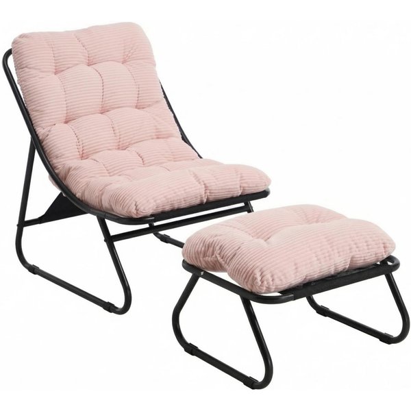 LVHOM Loungesessel mit Hocker, wasserdichtem Stahlrahmen, ergonomisch, für In-/Outdoor (Relaxsessel, bequeme Sitzfläche, Hocker als temporärer Sitz/Schuhwechsel