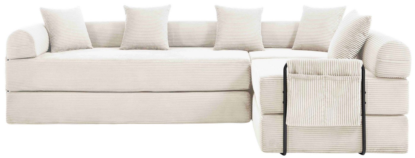 LVHOM Loungesofa Modulsofa mit Schlaffunktion, Seitentaschen, U-/L-Sofa, Fünfsitzer, 2xEinzelsessel + 1xDreisitzer, kombinierbar, Schlafsofa(Jedes Modul entfalt – Bild 2 von 5