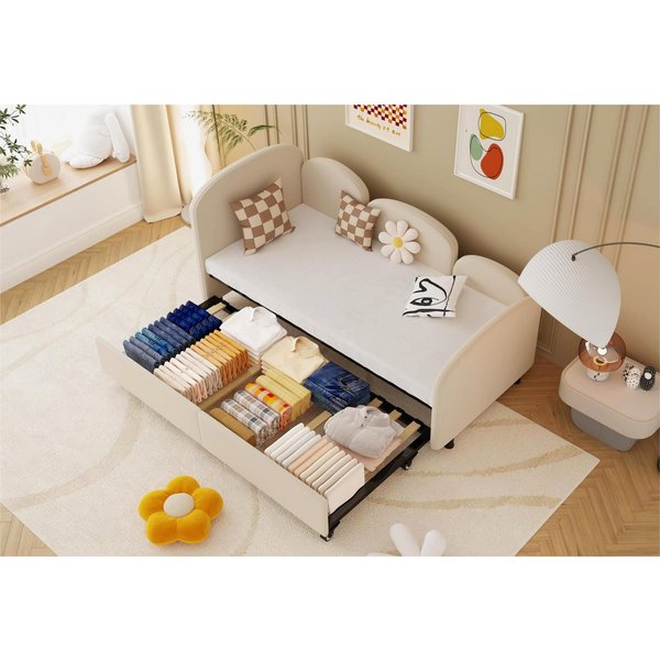 LVHOM Polsterliege 90x200cm,Tagesbett mit Ausziehbett 90x200cm,Stauraum,Samt (Bietet Platz für zwei 90cmx200cm Matratzen, Bettsofa/Kinderbett/Daybett/Schlafsofa
