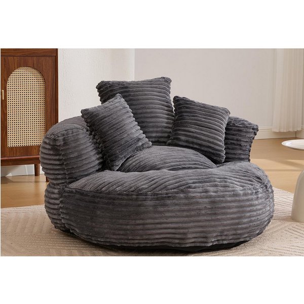 LVHOM Sitzsack 108x108x52cm Chenille Premium Sofa mit 3 extra Kopfkissen (Kuschelig & Atmungsaktiv, Einzelsitzer-Lounge, komplett komprimiert geliefert. Perfekt