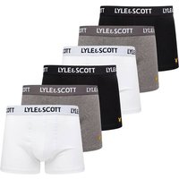 LYLE AND SCOTT LYLE&SCOTT Herren Boxershorts, 6er Pack - Barclay Core Trunks, Baumwoll-Stretch, Größe L in Schwarz