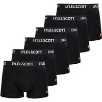 LYLE AND SCOTT LYLE&SCOTT Herren Boxershorts, 6er Pack - Barclay Core Trunks, Baumwoll-Stretch, Größe M in Schwarz